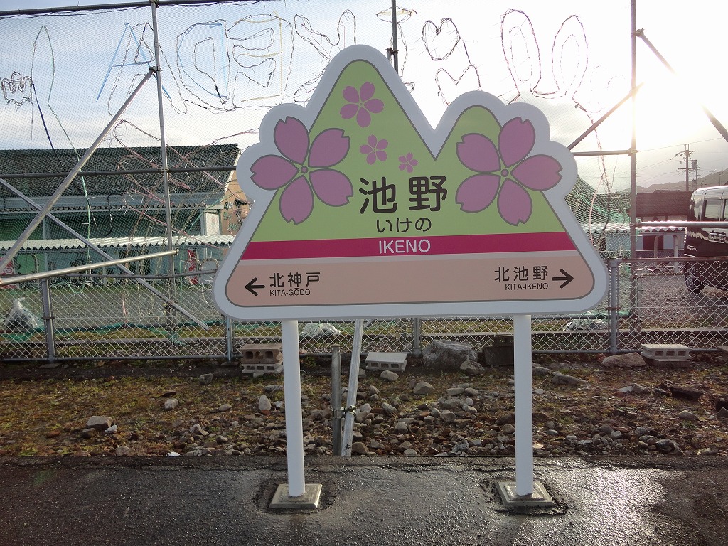 養老鉄道様　池野駅　駅名看板